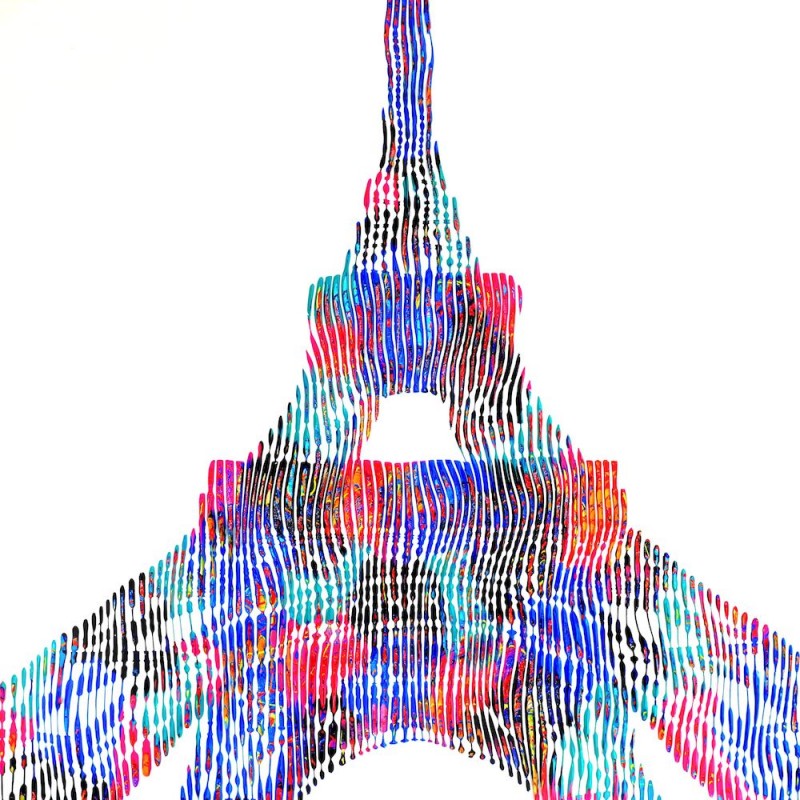 peinture sculpture sur toile création unique et originale de la tour Eiffel monument historique de Paris
