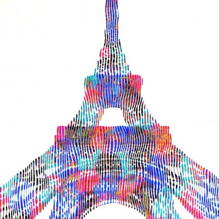 painting sculpture on canvas unique and original creation of the Eiffel Tower historical monument of Paris