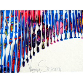 details of painting colors and structures sculpture on canvas and artist's signature