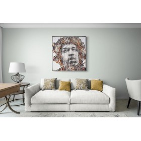 Painting sculpture on canvas, unique and original work in a modern living room